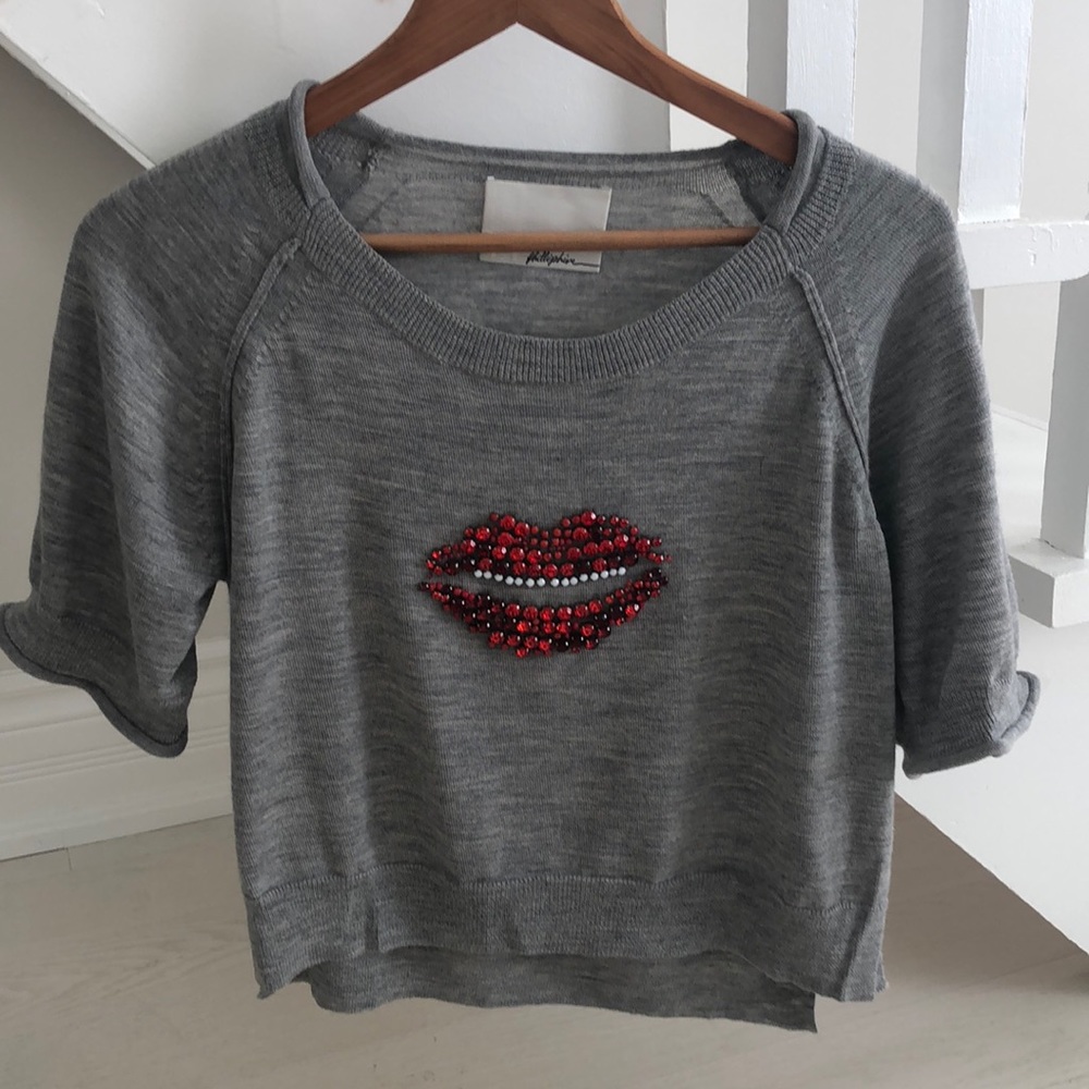 3.1 Philip Lim Short Sleeve Sweater Top